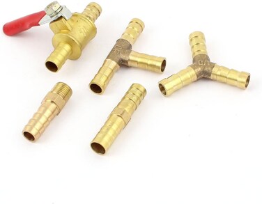 Aexit 5 (Construction Hardware) In 1 Set Air Compressor 8mm Dia 2-Way 3 Way Adapter Tube Hose Barb