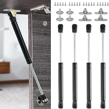 Vrbabies 4 Pack 100N/22.5Lb Gas Struts Spring Shocks Lid Support Hydraulic Hinge For Toy Chest, Cabinet Lift, Truck, Black Door Hinges Shock Absorber Soft Closing Hinge Accessories For Toolbox