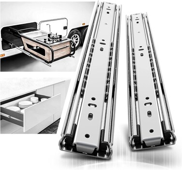 AOLISHENG 1 Pair Heavy Duty Drawer Slides 100 lb Load Capacity Side Mount Full Extension Ball Bearing Cabinet Rails Tool Box Runners Tracks Glides