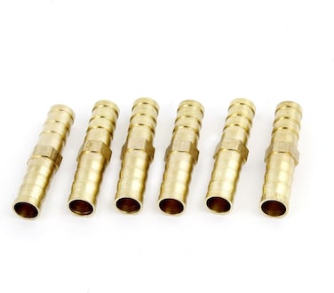 Aexit 6 ( Parts) Pcs Gold Tone 8mm Dia Pneumatic Air Tubing Piping Hose Quick Fittings Straight Coupler Barb Barbed Adapter