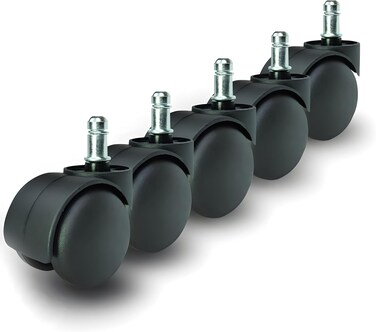 Breewell Pin Type Nylon Office Casters Wheel Chair (Black, 2 Inch) - Pack Of 5