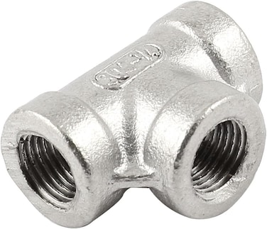 Aexit T ( Parts) Shaped 3 Ports Way 1/4 Npt Female To Female Brass Equal Joint Pipe Fitting Adapter Connector (98Ry825Qf256) Silver Tone