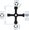 Biella Multi-Function 4-Way Utility Cross Key Wrench - Plumbing Wrench For Gas Electric meter Cabinets Bleed Radiators