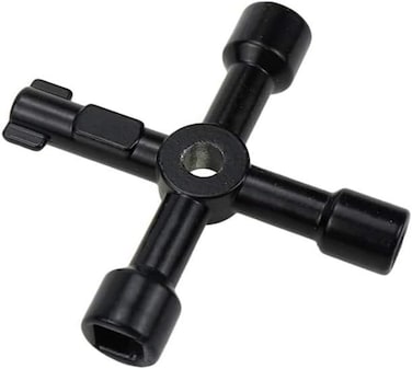 Biella Multi-Function 4-Way Utility Cross Key Wrench - Plumbing Wrench For Gas Electric meter Cabinets Bleed Radiators