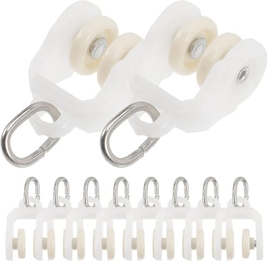 Homoyoyo 10Pcs Curtain Track Rollers Runners Glider Rail Pulley Wheeled Carriers Fold Drapery Runners Hook Rollers
