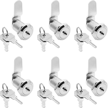 Kemcatui 6 Pcs Cam Locks Keyed Alike, 0.79'' / 20mm Cabinet Lock With Key, Rv Compartment Locks Mailbox Lock Replacement, Cam Lock For Drawers Mailbox Rv Camper Door Tool Box