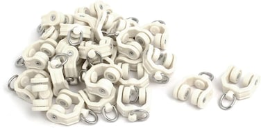 Aexit 10mm (Construction Hardware) Dia Twin Wheel Plastic Curtain Track Rail Roller Hanging Glider (33Ry276Qf184) Beige 30Pcs