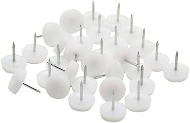 NJM PVC Nail White Floor Protection From Scratch, 24 Pieces