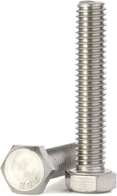 MewuDecor M8-1.25 X 50mm Hex Head Bolts Hexagon Screws, 304 Stainless Steel 18-8, Plain Finish, Fully Threaded, 20 Pcs