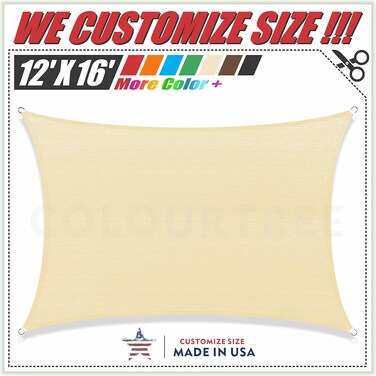 ColourTree Tart24 Custom Size Order To Make Sun Shade Sail Canopy Mesh Fabric UV Block Right Triangle - Commercial Heavy Duty