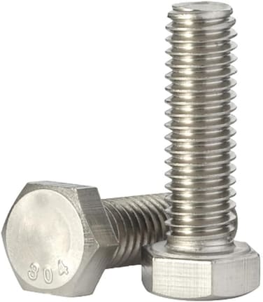 MewuDecor M5 X 16mm Hex Head Bolts Hexagon Screws, 304 Stainless Steel 18-8, Plain Finish, Fully Threaded, 50 Pcs