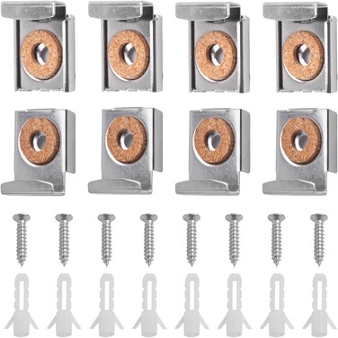 Aylifu Mirror Hanger Clips Set, 2 Sets (8 Pieces) Unframed Mirror Mount Clips, Metal Spring Loaded Mirror Hanger Clips With Screws And Rawl Plugs