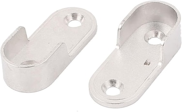 Uxcell Sourcingmap Oval Wardrobe Hanging Rail Rod End Bracket Support Silver Tone 2Pcs