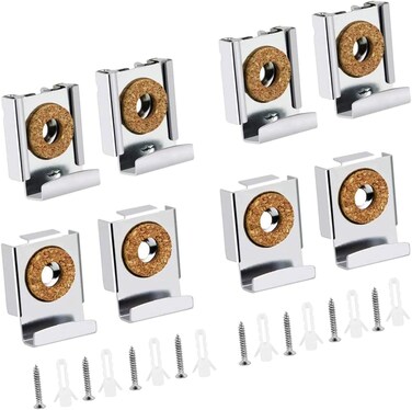 Sunjun Sunjun-001 Set Of 8 Heavy Duty Wall Mirror Brackets With Plastic Stopper And Screws For Hanging, (Sunjun-001)