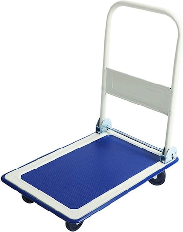ZQY Mobile Platform Trolley Foldable Easy To Store Weight-Bearing 330Lb Universal Swivel Wheel Warehouse Flatbed Small Trailer Pull Cargo Truck Hand-Drawn Four-Wheeled Trolley