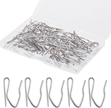 Nydotd 58 Pcs Metal Curtain Hooks Silver Rustproof Stainless Steel Plated Nickel Hooks Heavy-Duty Offset Pin-On Drapery Hooks For Window Curtain Door Curtain And Shower Curtain(1.2" X 1")