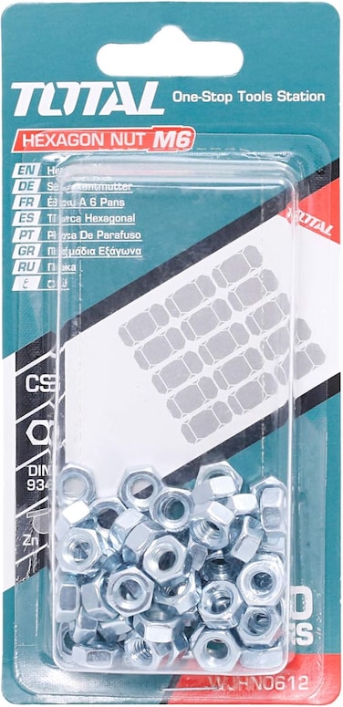 Total Tools M6 Hexagon Nut - Wjhn0612, 60 Pieces
