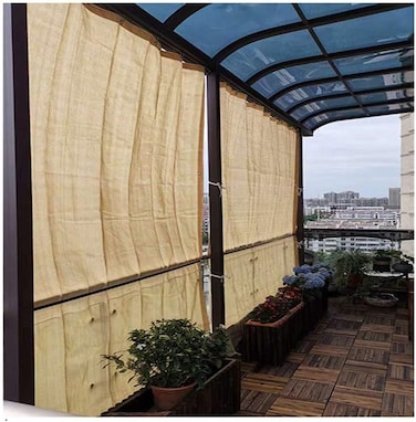 GHHZZQ Balcony Privacy Screen, Permeable Balcony Cover, Sunblock Shade Cloth, Sun Shade Sail For Pool Pergola Swimming Pool (Color : Beige, Size : 3X3m)