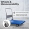 Restaurantware-Rw Clean 35.5 X 23.25 X 27.75 Inch Platform Cart, 1 Large Flat Hand Cart - 660-Pound Capacity, Foldable Handle, Blue Plastic Flatbed Dolly Cart, Heavy-Duty, For Warehouses Or Homes