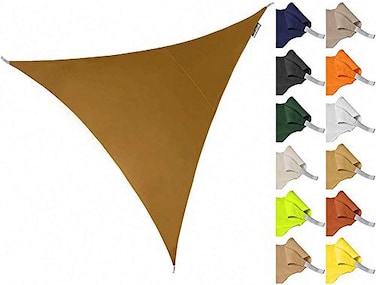 GEBIN Triangle Water Resistant Garden Patio Sun Shade Sail Canopy, Outdoor Terrace Paddock Party UV Protection Waterproof Sunscreen (Brown,2X2X2m)