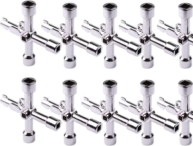 ATOPLEE 10Pcs Electrical Cabinet Key, 4 Way Utilities Key,Triangle/Square/Panel Cross Key For Faucet,Gas meter,Valve,Spigots,Electrical Cabinet Opening