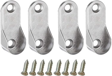 TOPBATHY Oval Clothes Hanging Rod Holder (4 Pieces Support And 8 Pieces Screws)