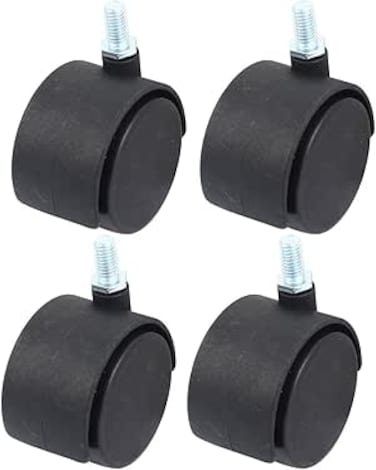VNDEFUL 4 Piece 8mm Screw Double Wheel Threaded Swivel Caster For Office Chair(Black)