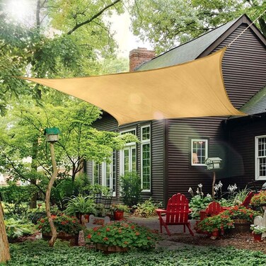 VF Vibefire Rectangle Shade Sail 98% UV Blocker Sunshade Canopy For Outdoor Pergola Backyard Patio Carport, Sand (2 X 3m)