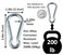 Branded Boards Black &amp; Silver Zinc-Galvanized Heavy Duty Bushcraft Carabiner Spring Snap Clip Link Hooks 200-500Lb Load 2, 6 &amp; 12 Packs