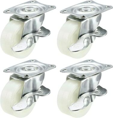 Uxcell Swivel Caster Wheels 1.5 Inch / 40mm Wheel Top Plate Caster With Brake, 66Lb Total Capacity, 4Pcs
