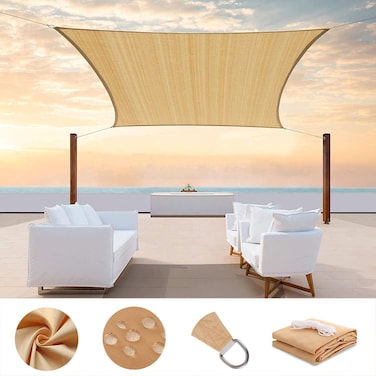 CHiWANJi Pa Sun Sail Shade Square Waterproof Outdoor UV Protection Summer Cool Party Beach Leisure Awning Canopy For Garden With 4 Tie Ropes Outdoor Patio Carport Facility And Activities