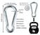 Branded Boards Black &amp; Silver Zinc-Galvanized Heavy Duty Bushcraft Carabiner Spring Snap Clip Link Hooks 200-500Lb Load 2, 6 &amp; 12 Packs