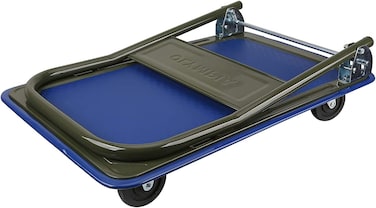 Olympia Tools Foldable Push Cart Dolly - 300 Lb. Capacity Heavy Duty Platform Truck With 360&deg; Swivel Wheels - Black