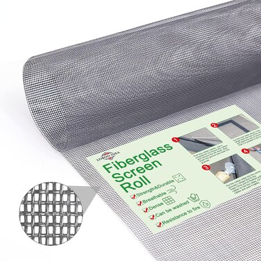 Loboo Idea Window Mesh Screen, Replaceable Fiberglass Mesh Insect Barrier For Fiberglass Doors, Window Screens And Courtyard Walls