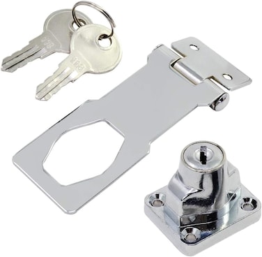 Dingchi Twist Knob Keyed Locking Hasp For Small Doors, Cabinets And More, Steel, Lock In Chrome Plated, Metallics