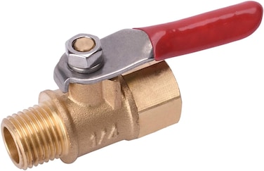 WYNNsky 1/4" Heavy Duty Air Compressor Brass Ball Valve Shut Off Switch, 1/4 Inch Male And Female Npt Thread Pipe Fitting