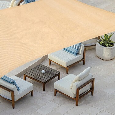 P&amp;A Pa Original Sun Shade Sail Rectangle 6 X 8 meter, 185Gsm Shade Sail UV Block Canopy Awning For Patio Backyard Lawn Garden Outdoor Activities For Patios, Lawn, Porch,Backyard,Sand Beige