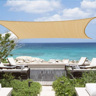 D&amp;D Sun Shade Sail Canopy, Outdoor Breathable Rectangle Sail Shade, Uv-Block Resistant For Patio Garden (3X5m)