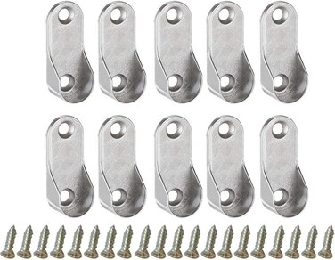 TOPBATHY 30Pcs Oval Closet Rod End Supports Furniture Hardware Accessories Wardrobe Tube Support Bracket Clothes Hanging Rod Holder (10Pcs Support And 20Pcs Screws)