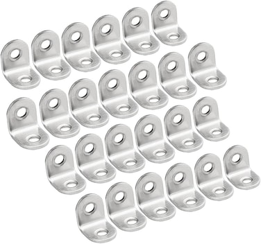 Uxcell Furniture Shelf L Shaped Angle Bracket Corner Braces Support 20mm X 20mm X 16mm,25 Pcs