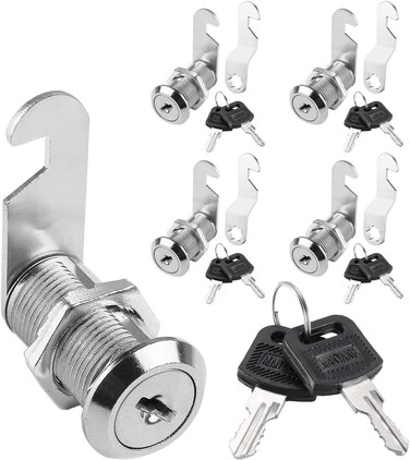 BSTHP Cam Lock, 5 Packs Zinc Alloy Drawer Locks Mailbox Cabinet Locks Plunger Locks Replacement Small Door Twist Knob Lock With Keys For Furniture Cupboard Drawer Cabinet Showcase