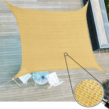 VF D&amp;D Large Size Shade Sail 4X8M 5X5M 5X6M 6X6M 6X8M Rectangle UV Block Sun Shade Shade Water &amp; Air Permeable Awning Permeable Canopy Pergolas Top Cover For Outdoor Patio Garden Sand (4 X 8 meter)