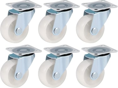 Xinzistar 6 Pcs Castor Wheels Heavy Duty, Swivel Castors Wheels, 40mm, Trolley Furniture Swivel Casters