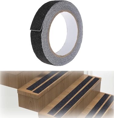 Generic Anti-Slip Grip Tape, Stair Step Anti-Slip Safety Tape, Anti-Slip Sticker High Grip Black For Step Indoor/Outdoor Traction Anti-Slip Safety Waterproof Tape (1 Roll, 2.5cm X 5m)