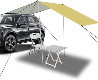 Generic Joochoo Outdoor Sun Shade, Rectangular Patio Sails, Garden Canopy Cover, Anti-Uv Sun Protection Water-Proof, With Two Free Removable Shade Sail Poles, 3M*3M. (Brownish Yellow)