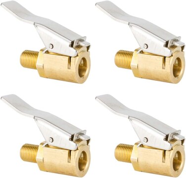 Bestomz 4Pcs Air Chuck Heavy Duty Closed Flow Lock On Tire Chuck With Clip For Inflator Gauge Compressor Accessories Yellow