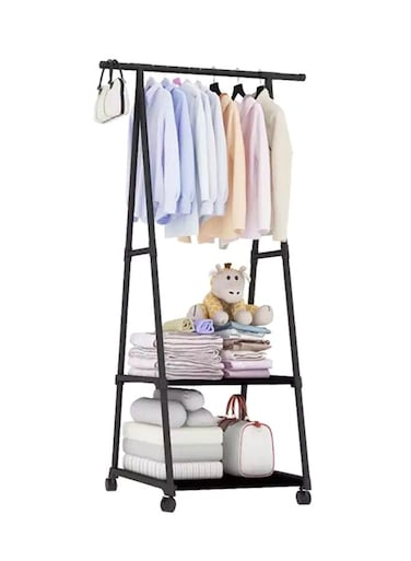 Triangle Coat Rack With Wheels Black