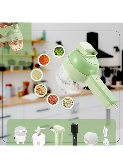 Fearless Rechargeable and Portable Food Chopper   4 in 1 Multifunctional Slicer   Mini Handheld Electric Vegetable and Fruit Chopper   Wireless Masher and Food Cutter Set with 1200 mAh Battery
