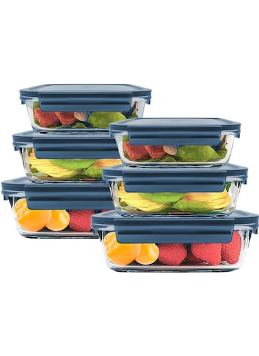 6 Pack Glass Meal Prep Containers With Leakproof Locking Lids Glass Food Storage Containers