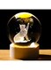 Arikyrist 3D Cat Crystal Ball Decor, Crystal Cat Figurines with Wooden Base, Laser Engraved Glass Sphere Cat Gifts for Cat Lovers
